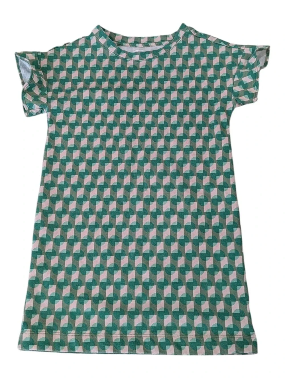 Gymboree Kids Dress Green Geometric Short Sleeves Summer Shift Girls Size 5 6 S